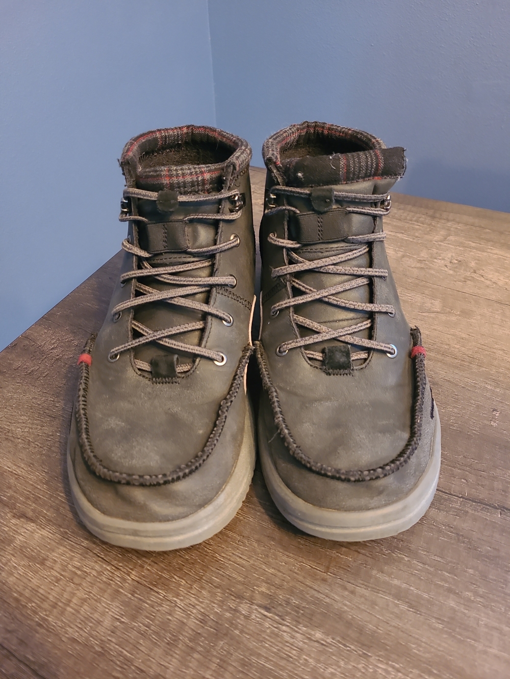 HEYDUDE Bradley Classic Boots Black/plaid Accents Men's Size 10